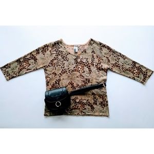 Vintage 90s Leopard Botanical Leaf Print Sweater